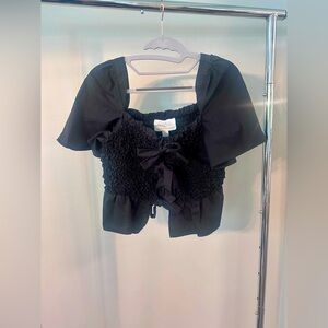 Anthropologie Bow-front Smocked Top En Saison